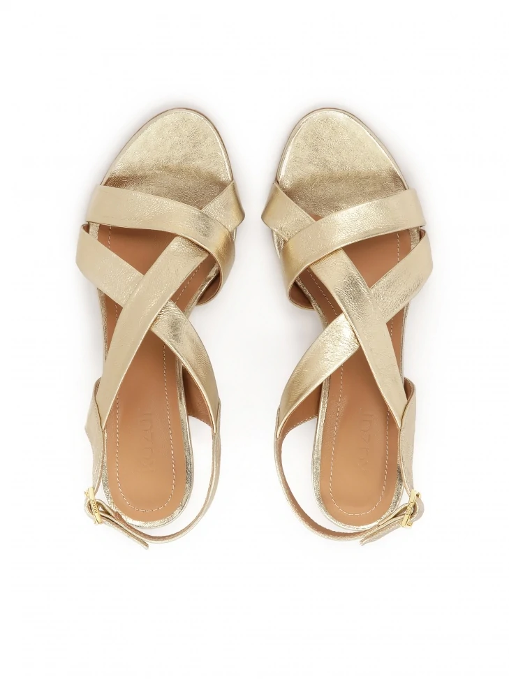 Kazar Gold Sandals With Wide Straps