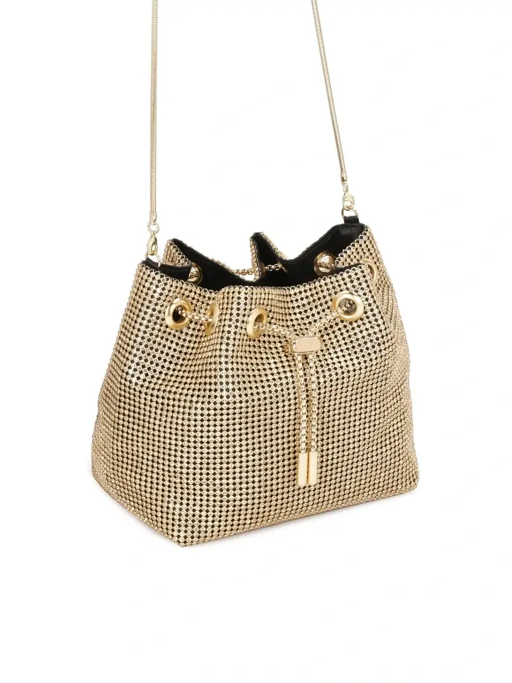 Kazar Gold Shiny Chain Handbag