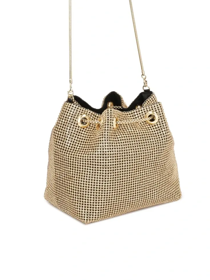 Kazar Gold Shiny Chain Handbag