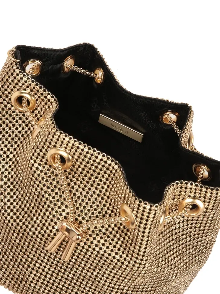 Kazar Gold Shiny Chain Handbag
