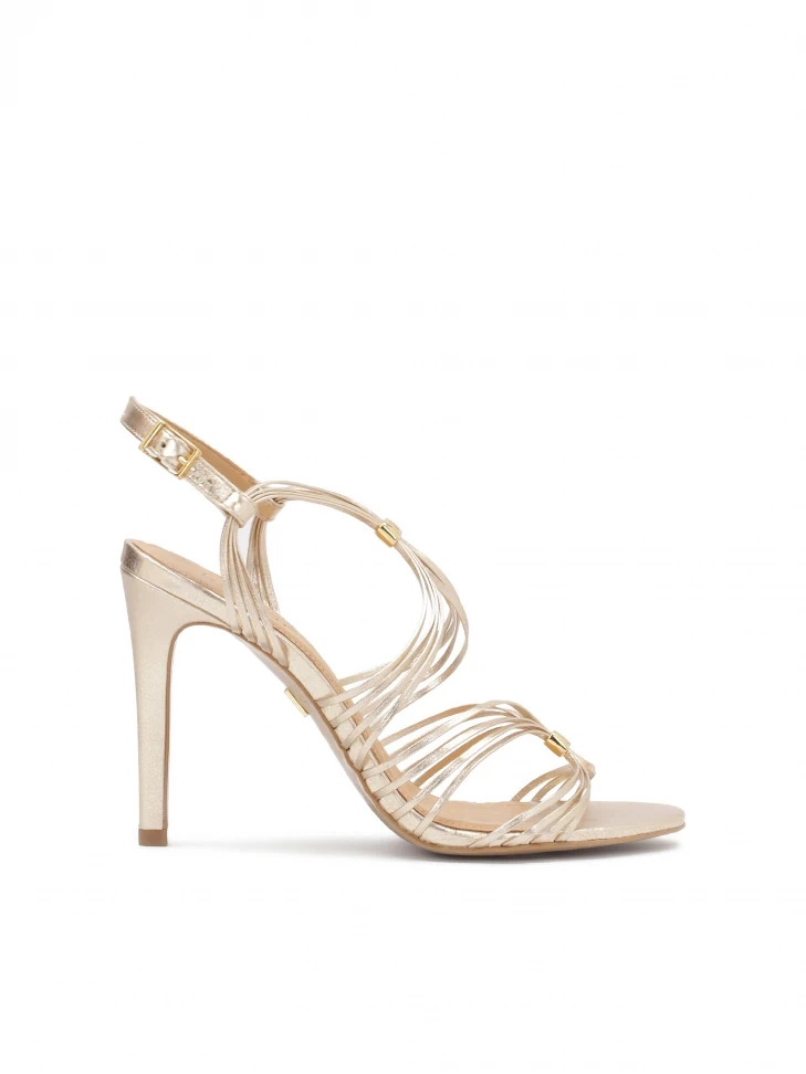kazar Gold stiletto sandals with thin straps
