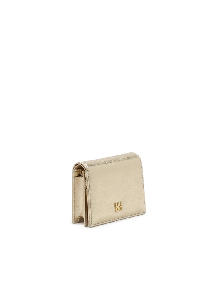 Kazar Gold Wallet With Snap Closure Flap