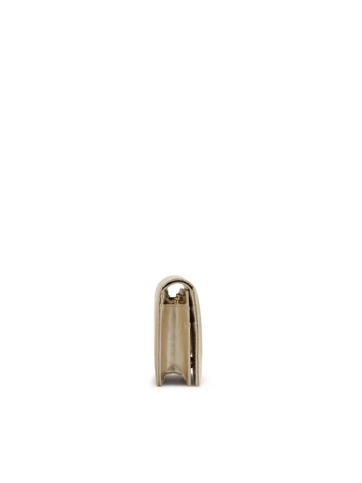 Kazar Gold Wallet With Snap Closure Flap