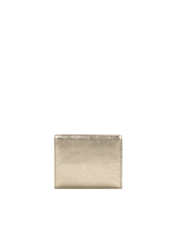 Kazar Gold Wallet With Snap Closure Flap