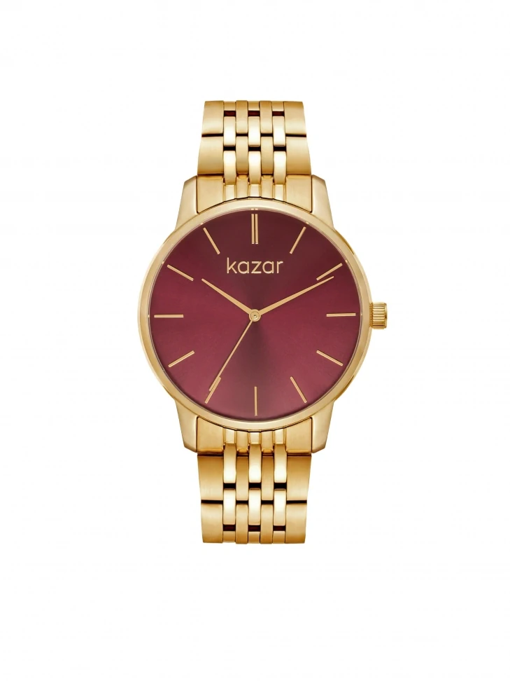 kazar Gold watch with maroon dial