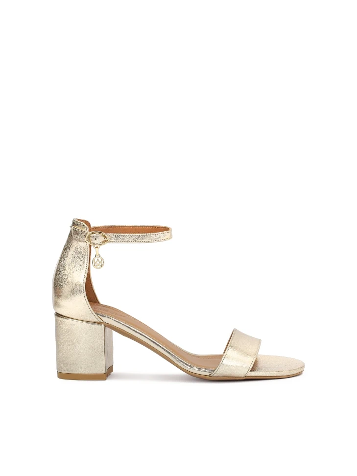 kazar Golden leather sandals on a wide heel