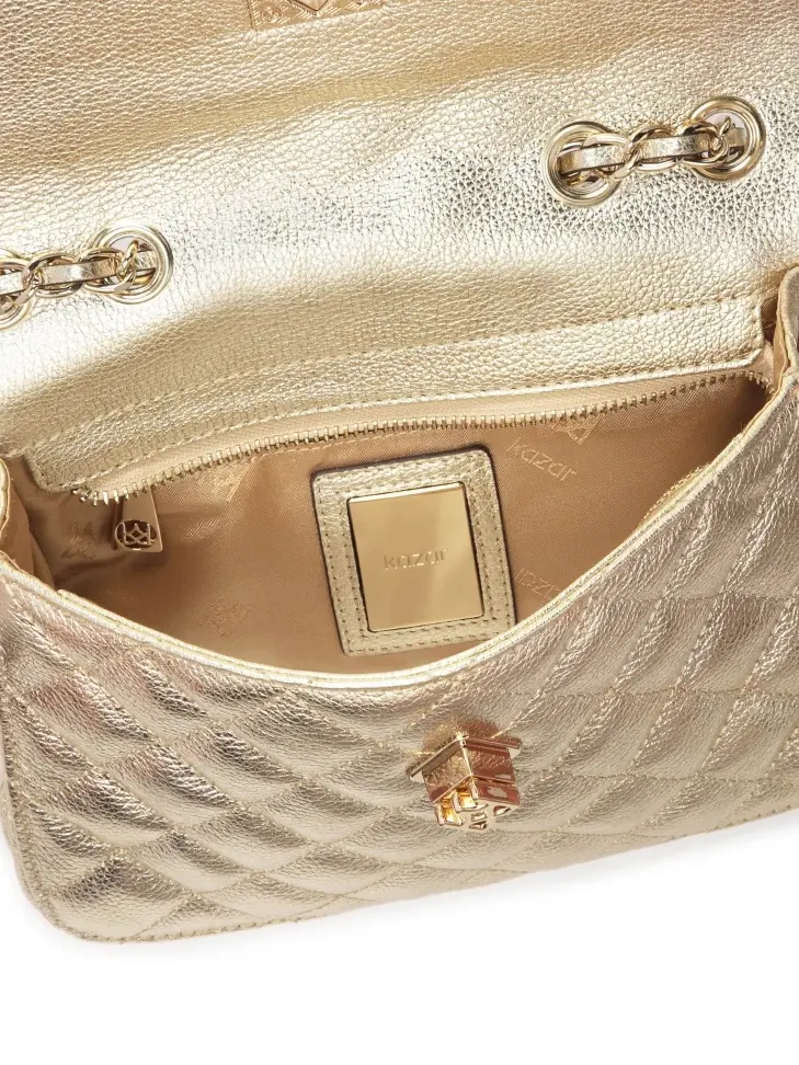 Kazar Golden Quilted Shoulder Bag