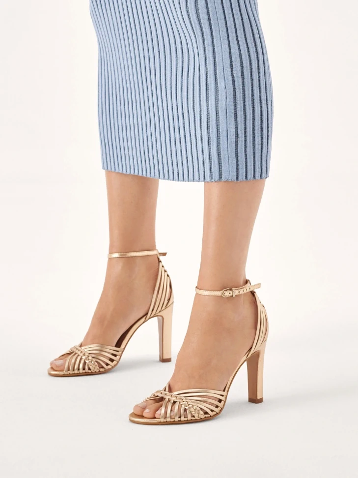 Kazar Golden Sandals With Woven Straps