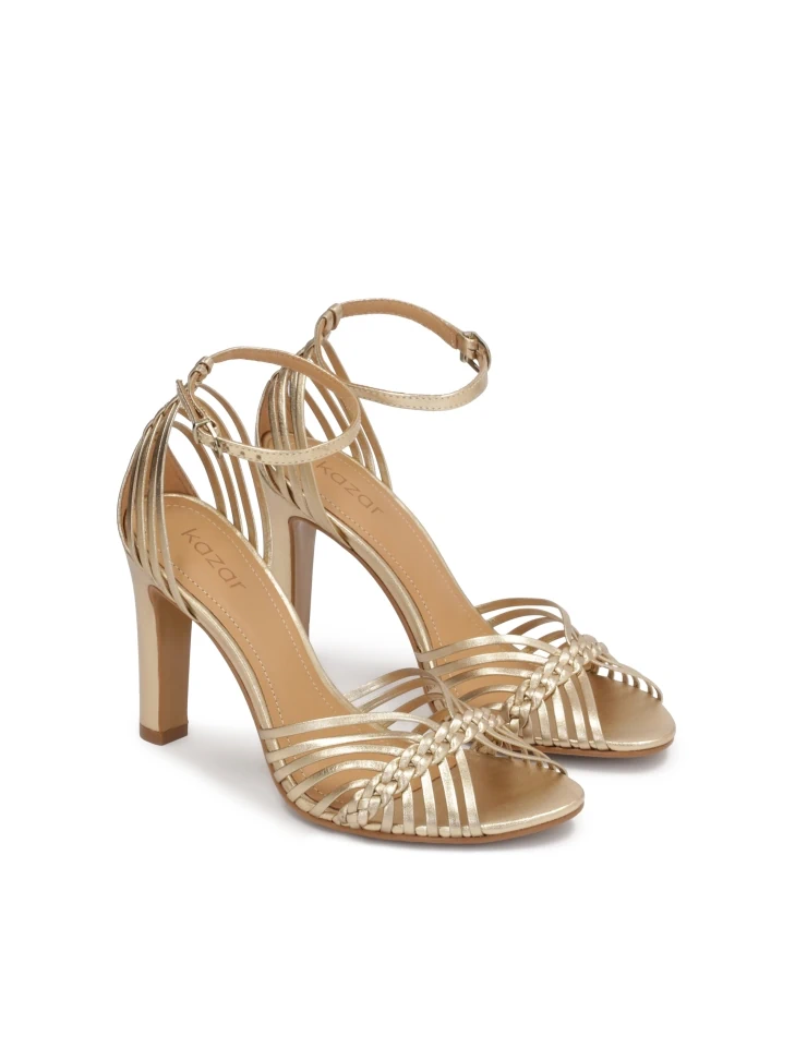 Kazar Golden Sandals With Woven Straps