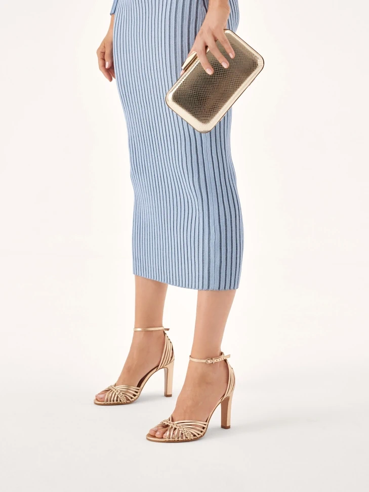 Kazar Golden Sandals With Woven Straps