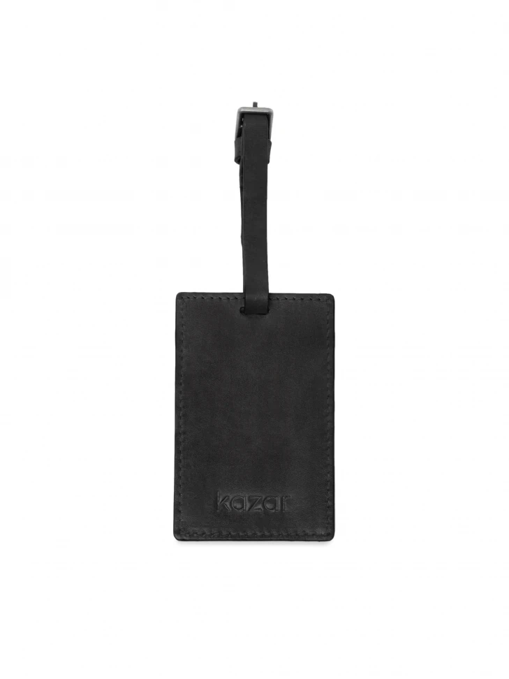 kazar Grain leather black travel badge