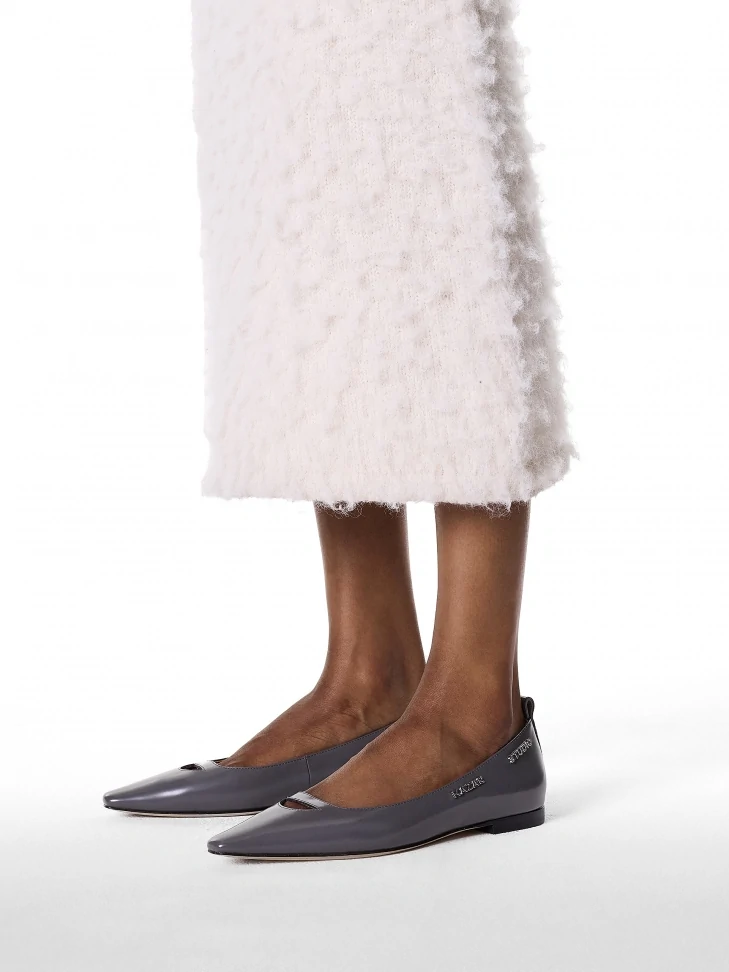Kazar Grey Flat Sole Pumps With Cut-out Upper