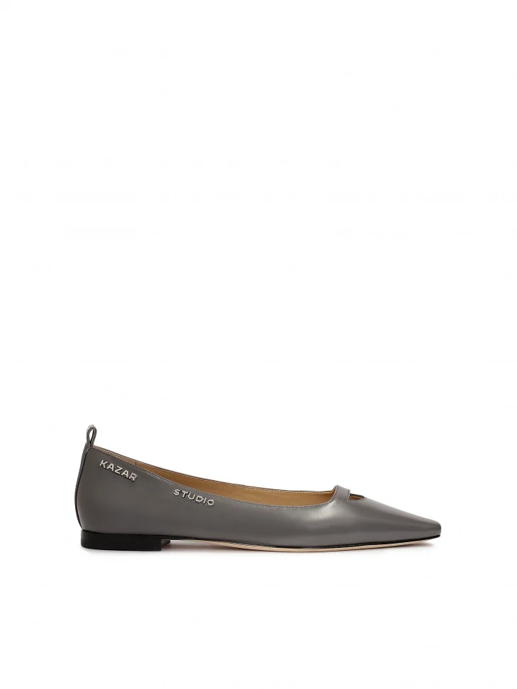 kazar Grey flat sole pumps with cut-out upper