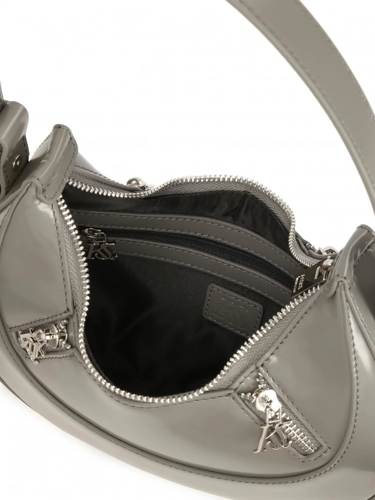 Kazar Grey Handbag With Hand Grip