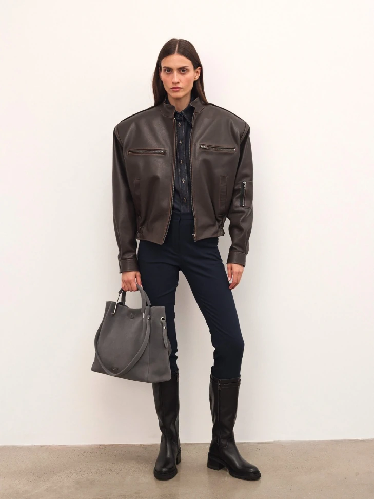 Kazar Grey Handbag With Two Types Of Handles