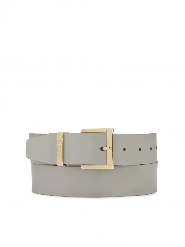 Kazar Grey Leather Belt With Gold Buckle