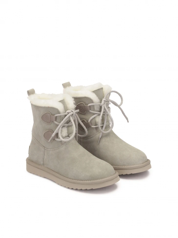 Kazar Grey Snow Boots With Lace-up Upper