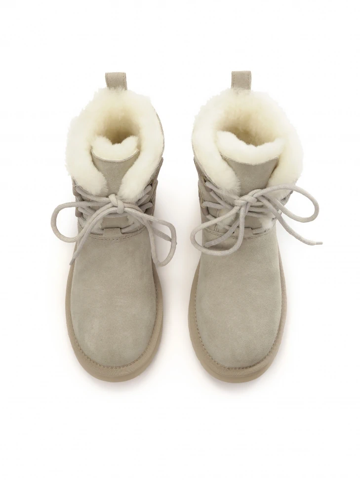 Kazar Grey Snow Boots With Lace-up Upper