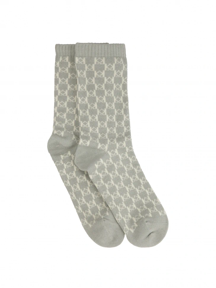 Kazar Grey Socks With KAZAR Monograms