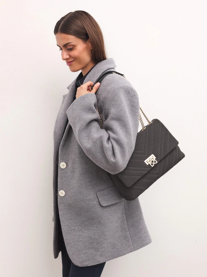 Kazar Grey Suede Chain Handbag