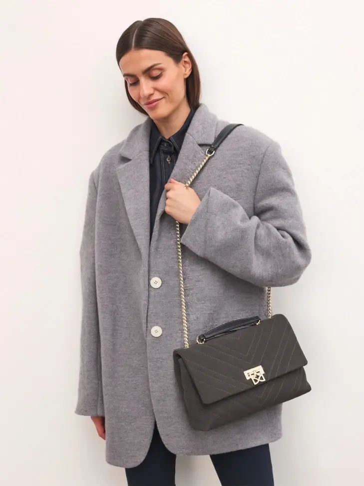 Kazar Grey Suede Chain Handbag