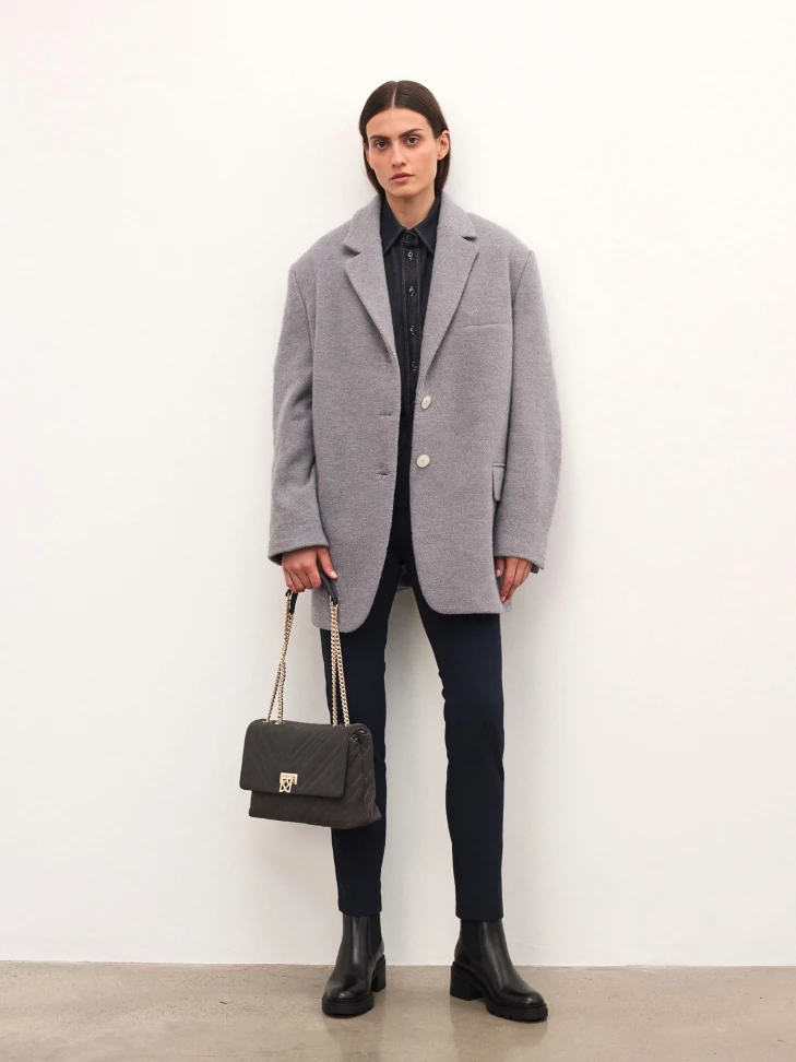 Kazar Grey Suede Chain Handbag