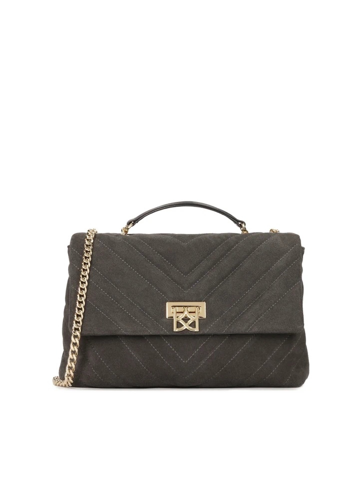 kazar Grey suede chain handbag