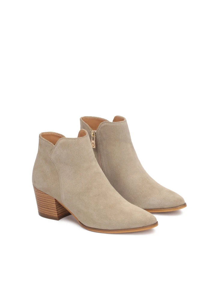 Kazar Grey Suede Cowboy Boots On A Wooden Heel