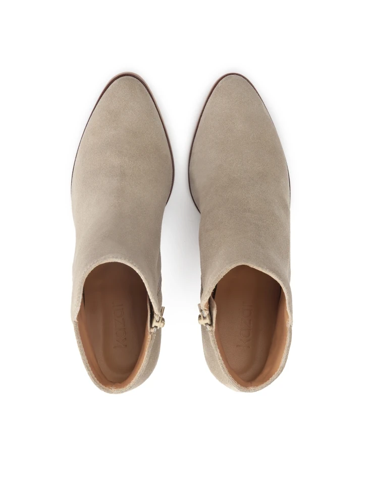 Kazar Grey Suede Cowboy Boots On A Wooden Heel