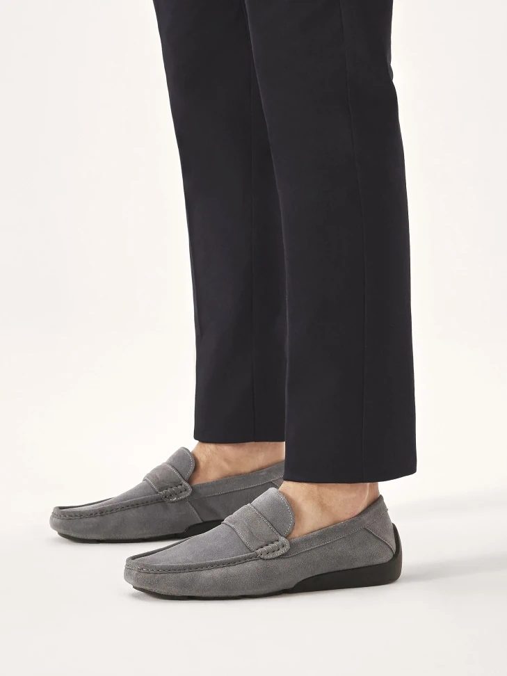 Kazar Grey Suede Moccasins