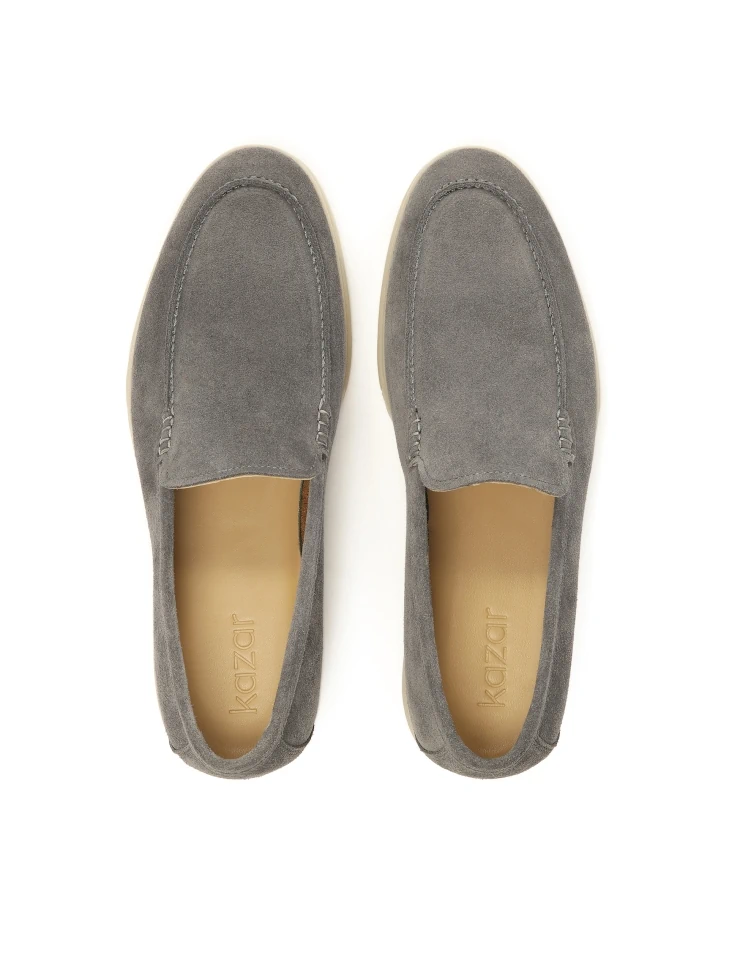 Kazar Grey Suede Shoes With Stitching