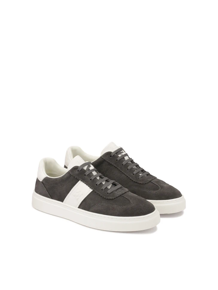 Kazar Grey Suede Sneakers With White Inserts