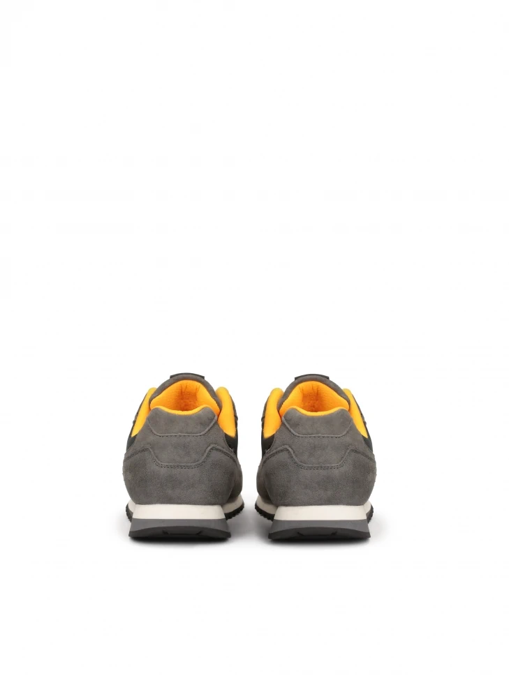 Kazar Grey Suede Sneakers With Yellow Elements