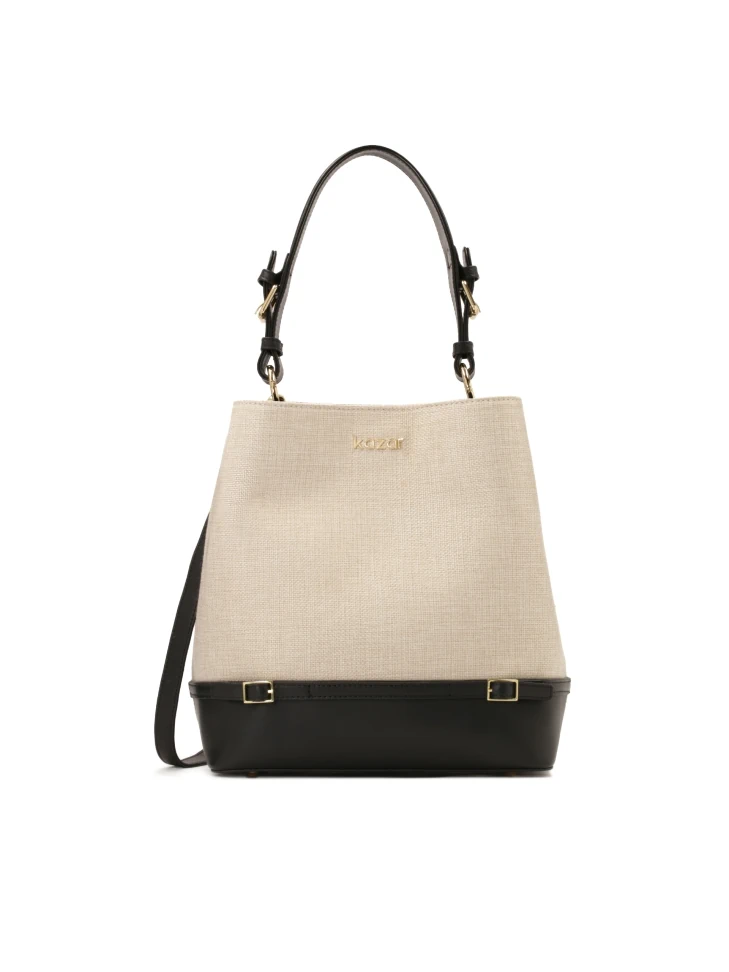kazar Handbag in canvas fabric and black leather