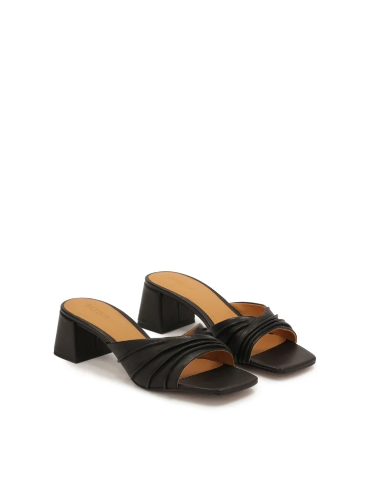 Kazar Heeled Mules With Crinkle Strap