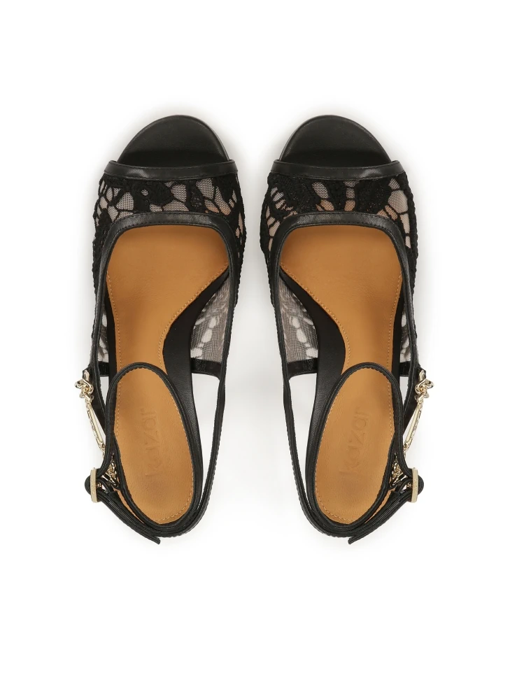 Kazar Heeled Sandals With Lace-up Upper