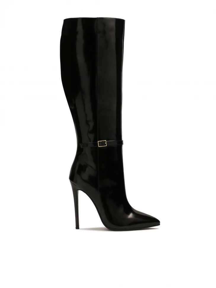 Kazar High Stiletto Heeled Boots In Shiny Leather