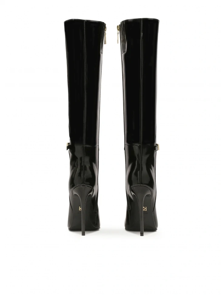 Kazar High Stiletto Heeled Boots In Shiny Leather