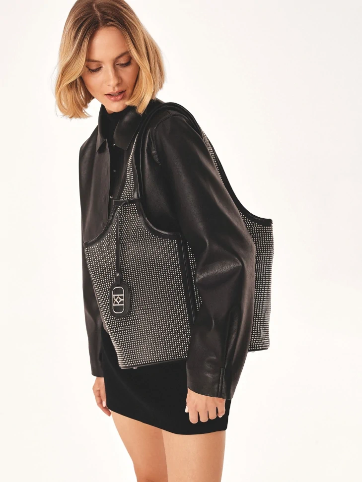 Kazar Hobo Bag Decorated With Small Metal Rivets