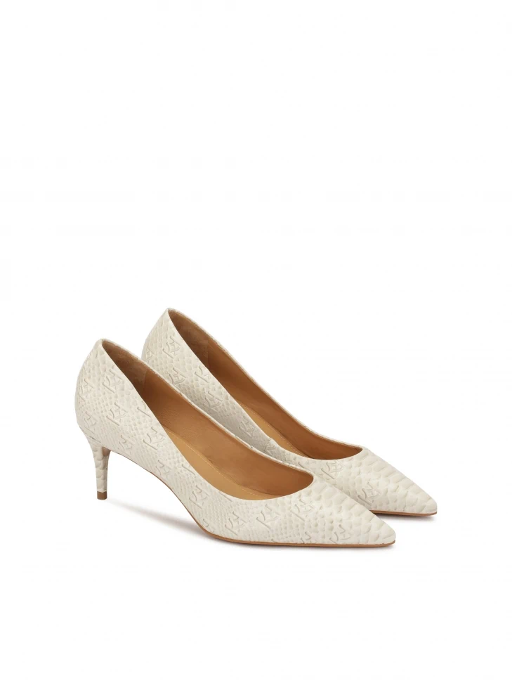 Kazar KAZAR Embossed Monogrammed Leather Pumps