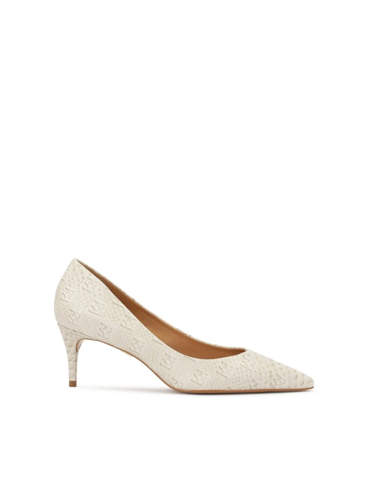 kazar KAZAR embossed monogrammed leather pumps