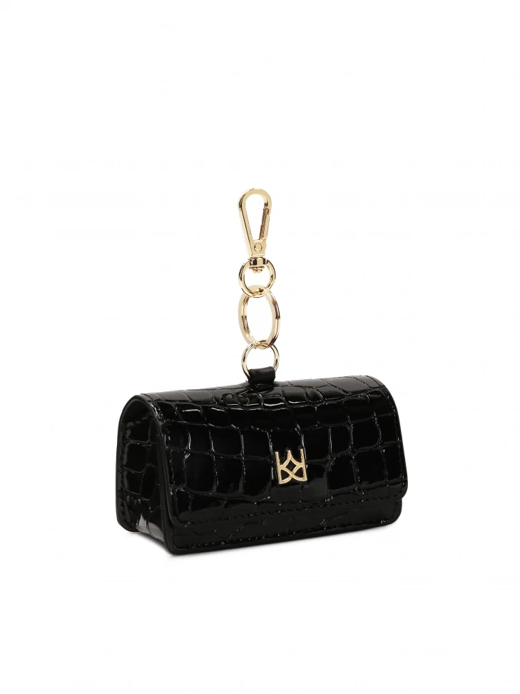 Kazar KAZAR Monogrammed Black Leather Key Case