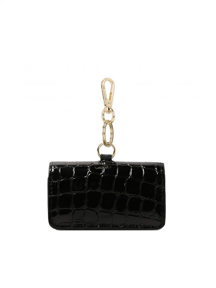 Kazar KAZAR Monogrammed Black Leather Key Case