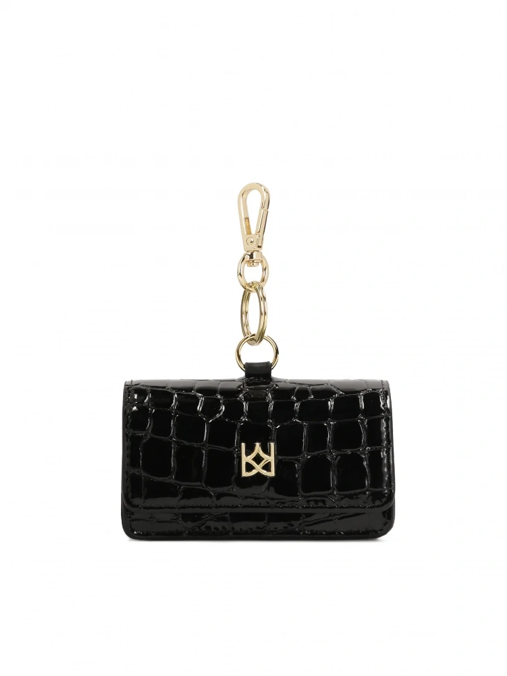 kazar KAZAR monogrammed black leather key case