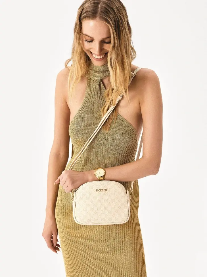 Kazar KAZAR Monogrammed Leather Crossbody
