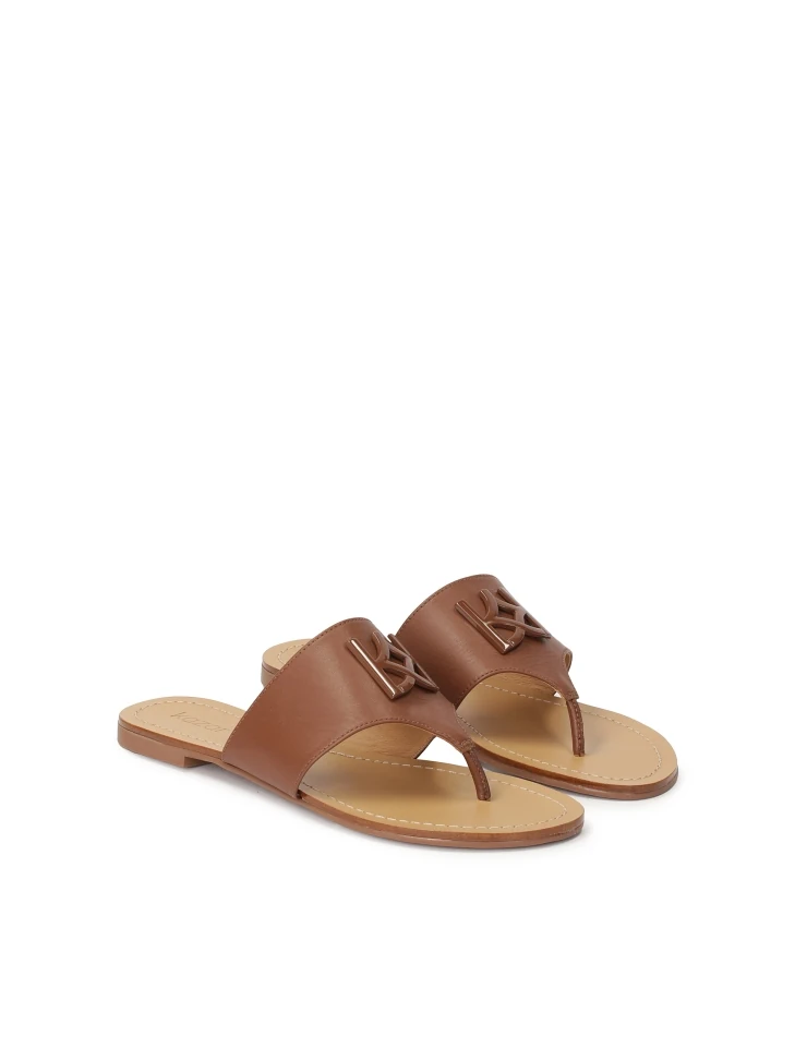 Kazar KAZAR Monogrammed Leather Flip-flops