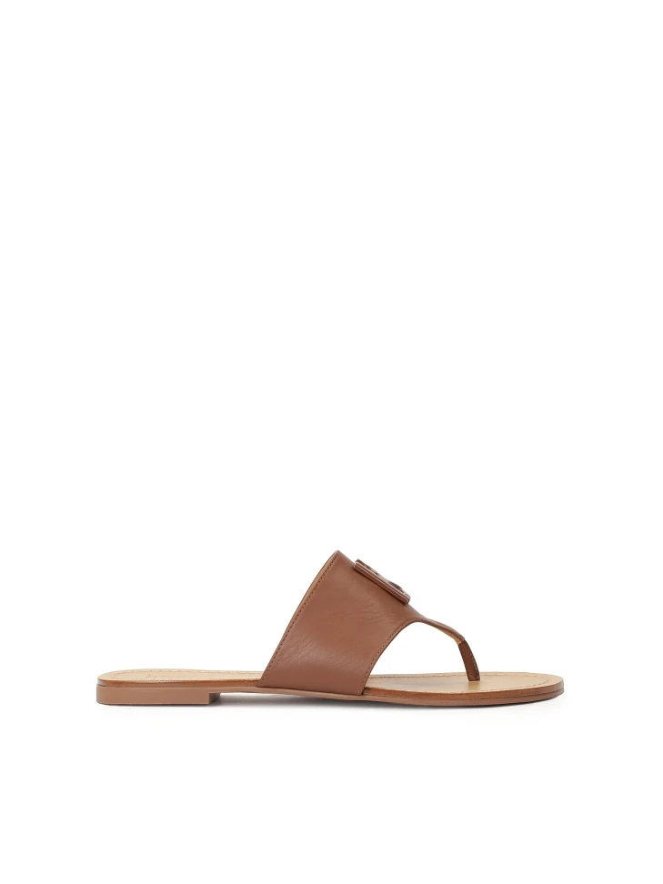 kazar KAZAR monogrammed leather flip-flops