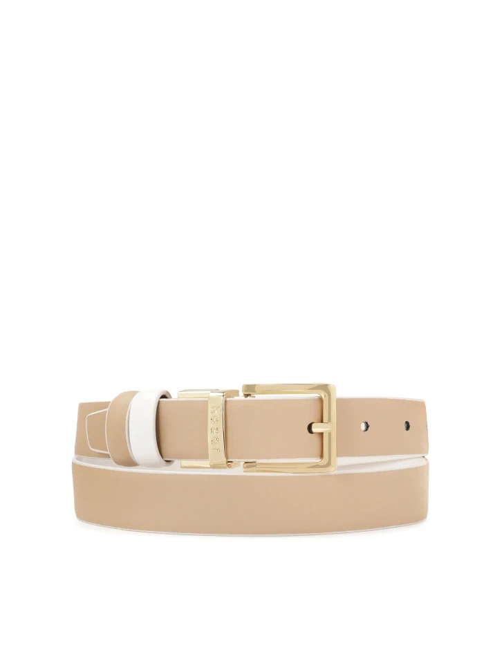 Kazar KAZAR Monogrammed Leather Narrow Belt