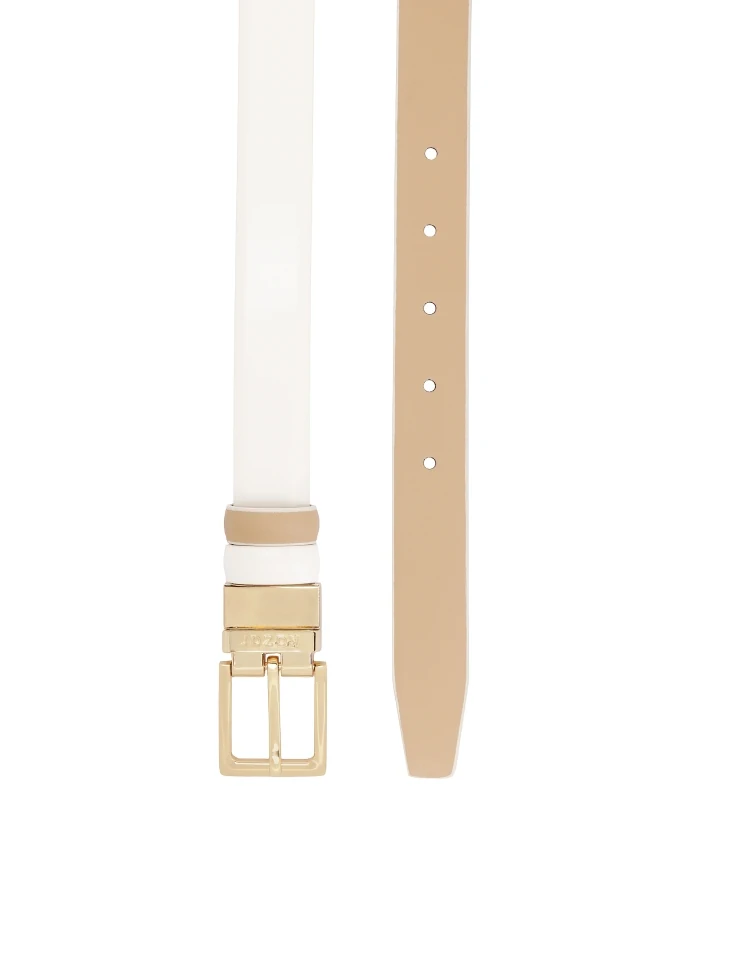 Kazar KAZAR Monogrammed Leather Narrow Belt