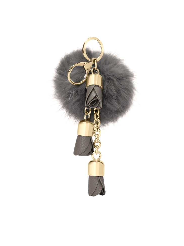 kazar Key ring with gray pom-pom and flowers